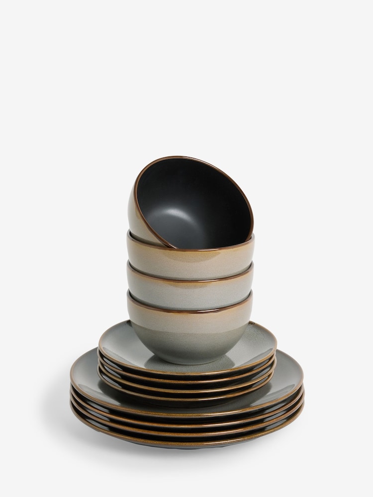 12 Piece Grey Hampton Reactive Glaze Dinner Set - Image 5 of 5