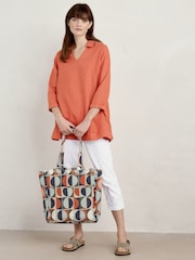 Seasalt Cornwall Orange Shallow Layers 100% Linen Tunic - Image 3 of 5