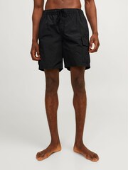 JACK & JONES Black Cargo Swim Shorts - Image 1 of 8