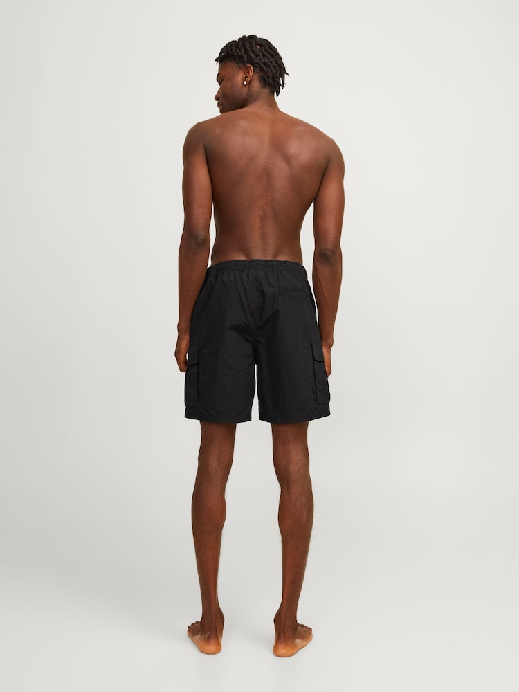 JACK & JONES Black Cargo Swim Shorts - Image 2 of 8