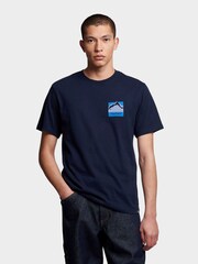 Penfield Blue Mens Relaxed Fit Mountain Scene Back Graphic 100% Cotton T-Shirt - Image 1 of 7