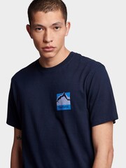 Penfield Blue Mens Relaxed Fit Mountain Scene Back Graphic 100% Cotton T-Shirt - Image 7 of 7