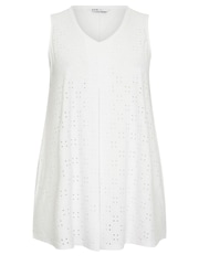 Yours Curve White Broderie Pleated Swing Vest - Image 5 of 5