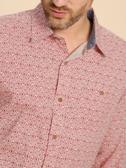 White Stuff Pink 100% Cotton Geo Diamond Print Shirt - Image 4 of 7