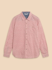 White Stuff Pink 100% Cotton Geo Diamond Print Shirt - Image 5 of 7