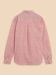 White Stuff Pink 100% Cotton Geo Diamond Print Shirt - Image 6 of 7