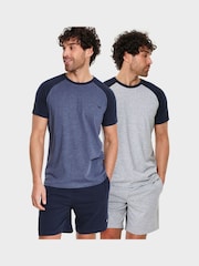 Threadbare Blue Short Sleeve Cotton Blend Pyjamas Set 2 Pack - Image 1 of 8