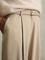 Reiss Neutral Freja Tapered Belted Trousers - Image 3 of 5