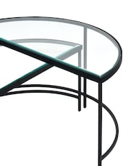 Pacific Glass and Black Metal Half Moon Coffee Tables Set of 2 - Image 5 of 6