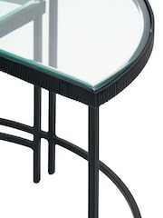 Pacific Glass and Black Metal Half Moon Coffee Tables Set of 2 - Image 6 of 6
