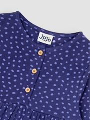 JoJo Maman Bébé Navy Blue Dino Appliqué Button Front Dress - Image 3 of 4
