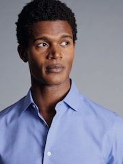 Синий - Charles Tyrwhitt слим фит Нежелезный хлопковый лен рубашки - Image 3 of 7