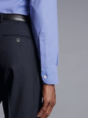 Синий - Charles Tyrwhitt слим фит Нежелезный хлопковый лен рубашки - Image 4 of 7