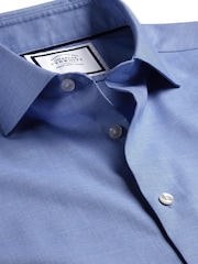 Синий - Charles Tyrwhitt слим фит Нежелезный хлопковый лен рубашки - Image 6 of 7