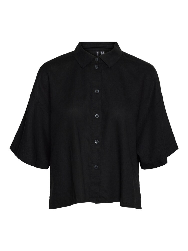 VERO MODA Black Linen Blend Short Sleeve Relaxed Shirt - Image 6 of 6 VERO MODA Black Linen Blend Short Sleeve Relaxed Shirt - Image 6 of 6