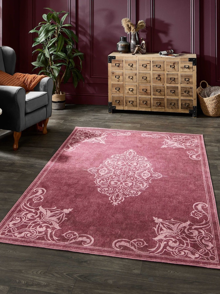 Laurence Llewelyn-Bowen Red Sarabande Washable Flat Weave Rug - Image 1 of 6