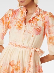 Forever New Cream Isla Printed Tiered Mini Dress With a Touch of Linen - Image 2 of 5