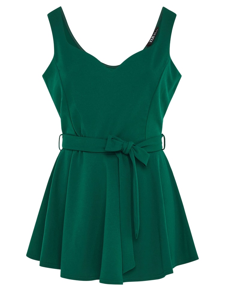 Yours Curve Green Sweetheart Peplum Top - Image 5 of 5