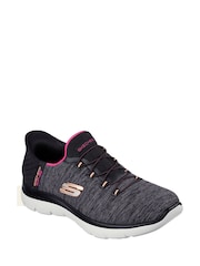 Skechers Black/ pink Pink Womens Slip In Summits Dazzling Haze Trainers - Image 1 of 3