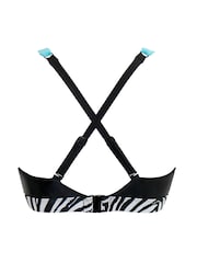 Pour Moi Black & Blue Zebra Print Palm Springs Colour Block Non Wired Bikini Top - Image 2 of 2