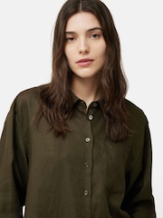 Jigsaw Green Dark Jigsaw Linen Wide Leg Trousers - Image 3 of 5