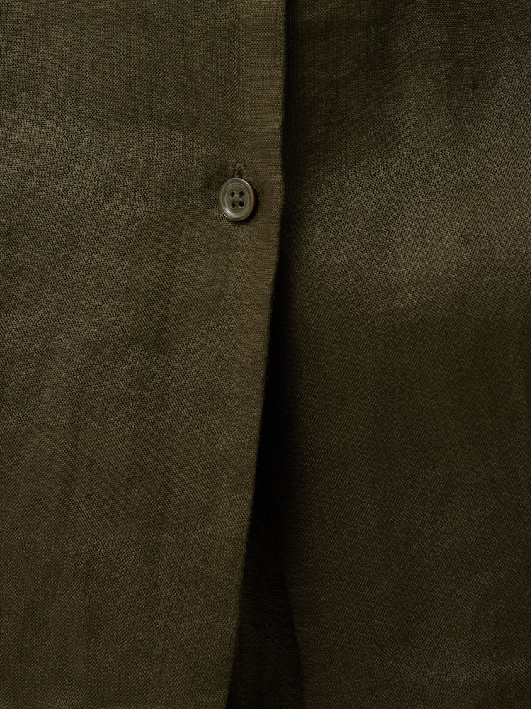 Jigsaw Green Dark Jigsaw Linen Wide Leg Trousers - Image 5 of 5