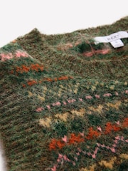 Green Khaki Patterned Sleeveless Crew Neck Knitted Tank Vest Jumper Top - Image 7 of 7