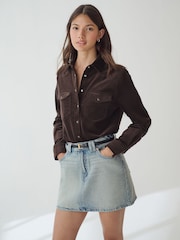 Chocolate Brown Long Sleeve Corduroy Shirt - Image 1 of 7