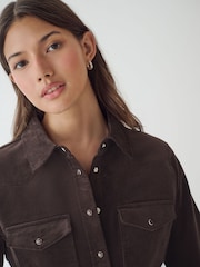 Chocolate Brown Long Sleeve Corduroy Shirt - Image 4 of 7