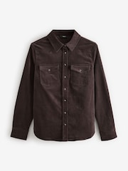Chocolate Brown Long Sleeve Corduroy Shirt - Image 5 of 7