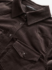Chocolate Brown Long Sleeve Corduroy Shirt - Image 6 of 7