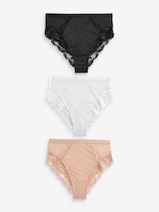 Schwarz/Weiß/Nude - Slips mit Spitzenbesatz, 3er Pack - Image 5 of 8