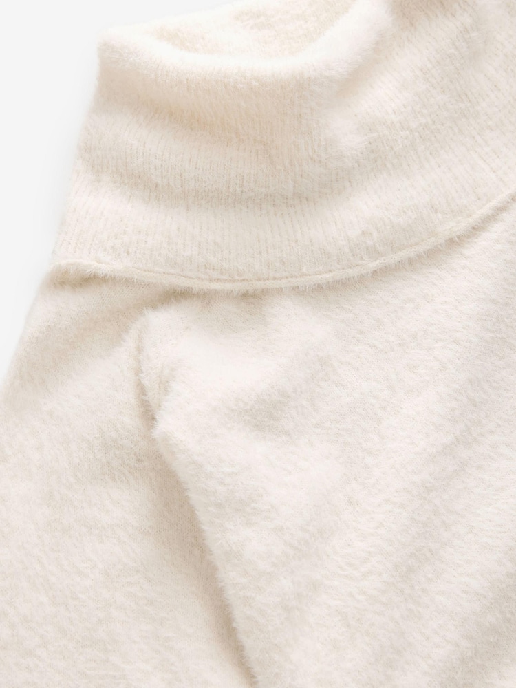 White Ecru Fluffy Off Shoulder Bardot Jumper - Image 9 of 9 White Ecru Fluffy Off Shoulder Bardot Jumper - Image 9 of 9