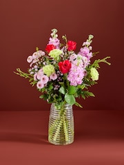 Green/Pink Fresh Flower Letterbox Bouquet - Image 1 of 4