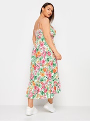 Yours Curve White Floral Print Frill Hem Dress - Image 4 of 6