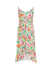 Yours Curve White Floral Print Frill Hem Dress - Image 6 of 6