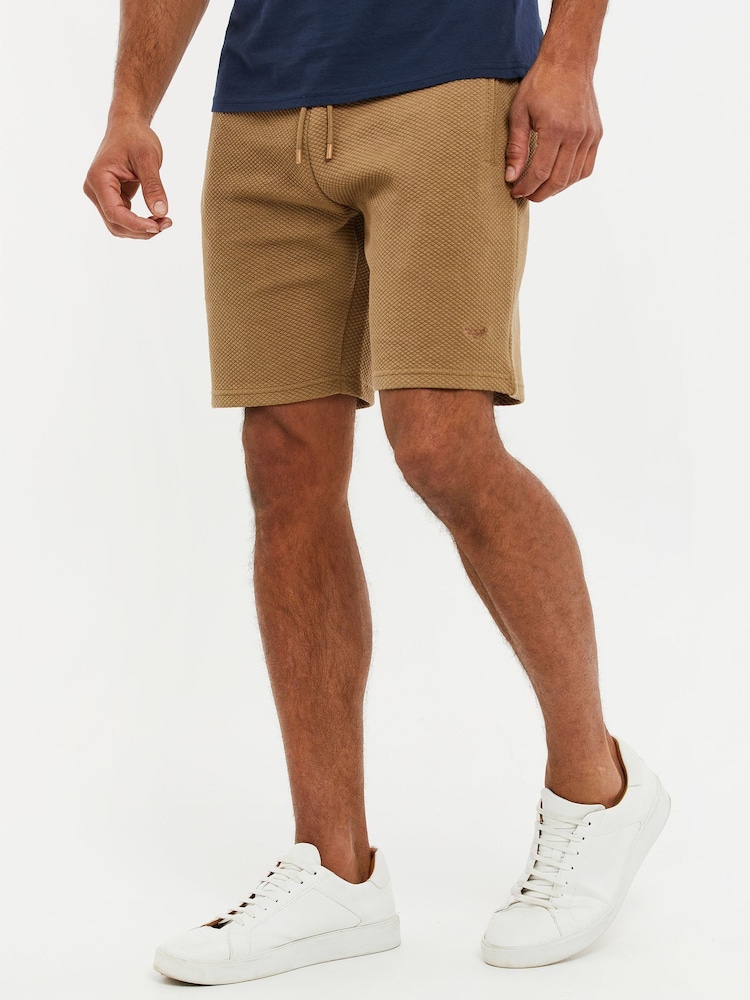 Threadbare Camel Waffle Textured Sweat Shorts - Image 1 of 4