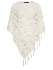 Yours Curve Cream Pointelle Knitted Poncho - Image 5 of 5