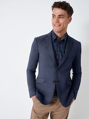 Crew Clothing Blue Birdseye Jersey Blazer - Image 3 of 4
