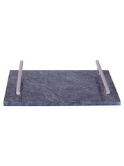 Interiors by Premier Black Marble Tray With Silver Handles - Image 1 of 4