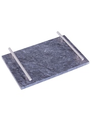 Interiors by Premier Black Marble Tray With Silver Handles - Image 2 of 4
