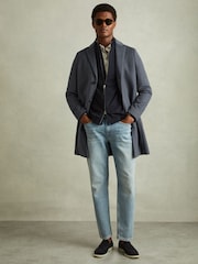 Reiss Airforce Blue Gable Wool Blend Single Breasted Overcoat - Image 1 of 6
