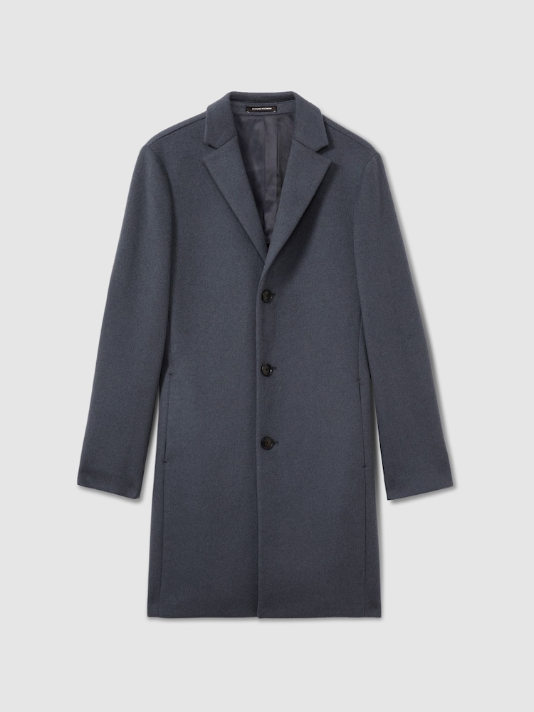Reiss Airforce Blue Gable Wool Blend Single Breasted Overcoat - Image 2 of 6