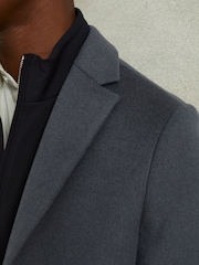 Reiss Airforce Blue Gable Wool Blend Single Breasted Overcoat - Image 4 of 6