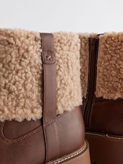 Tan Brown Standard/Wide Fit Forever Comfort® Borg Chunky Ankle Boots - Image 10 of 10