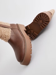 Tan Brown Standard/Wide Fit Forever Comfort® Borg Chunky Ankle Boots - Image 8 of 10