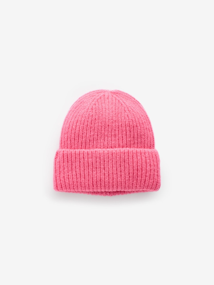 Bright Pink Chunky Rib Beanie Hat (1-16yrs) - Image 2 of 3