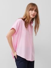 French Connection Pink Crepe Light Sleeveless Popover Shirt - Image 1 of 4