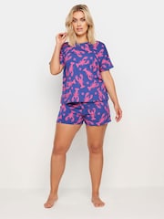 Yours Curve Purple 100% Cotton Lobster Print Pyjama Set - Image 1 of 5