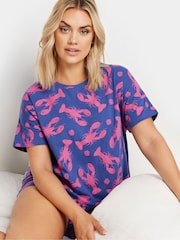 Yours Curve Purple 100% Cotton Lobster Print Pyjama Set - Image 2 of 5